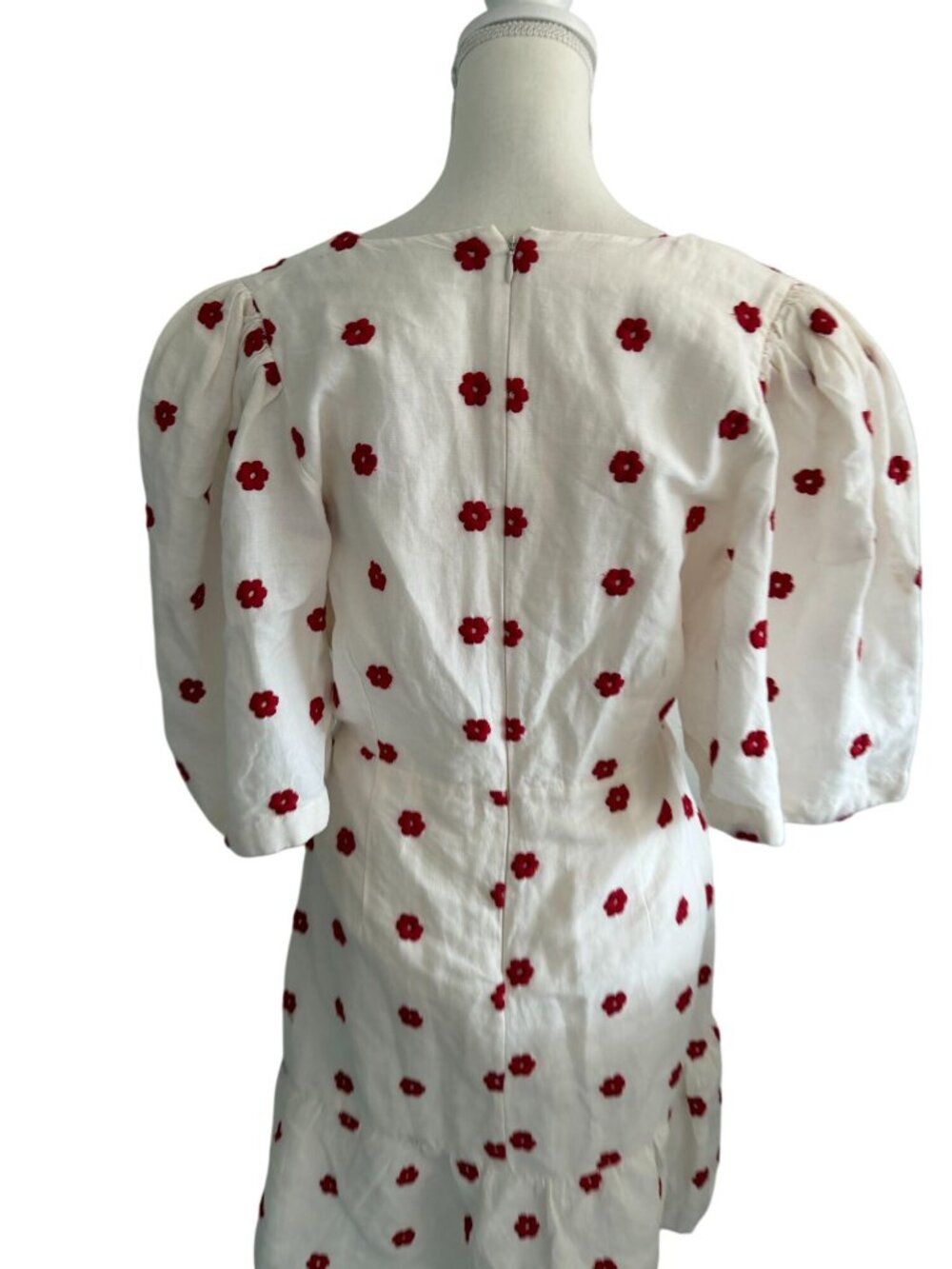 RHODE Mariana White Red Mini Floral Cotton Dress Size 8 - Picture 4 of 10